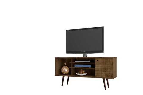 Manhattan Comfort Liberty Mid-Century Modern 53" TV Stand in Rustic Brown