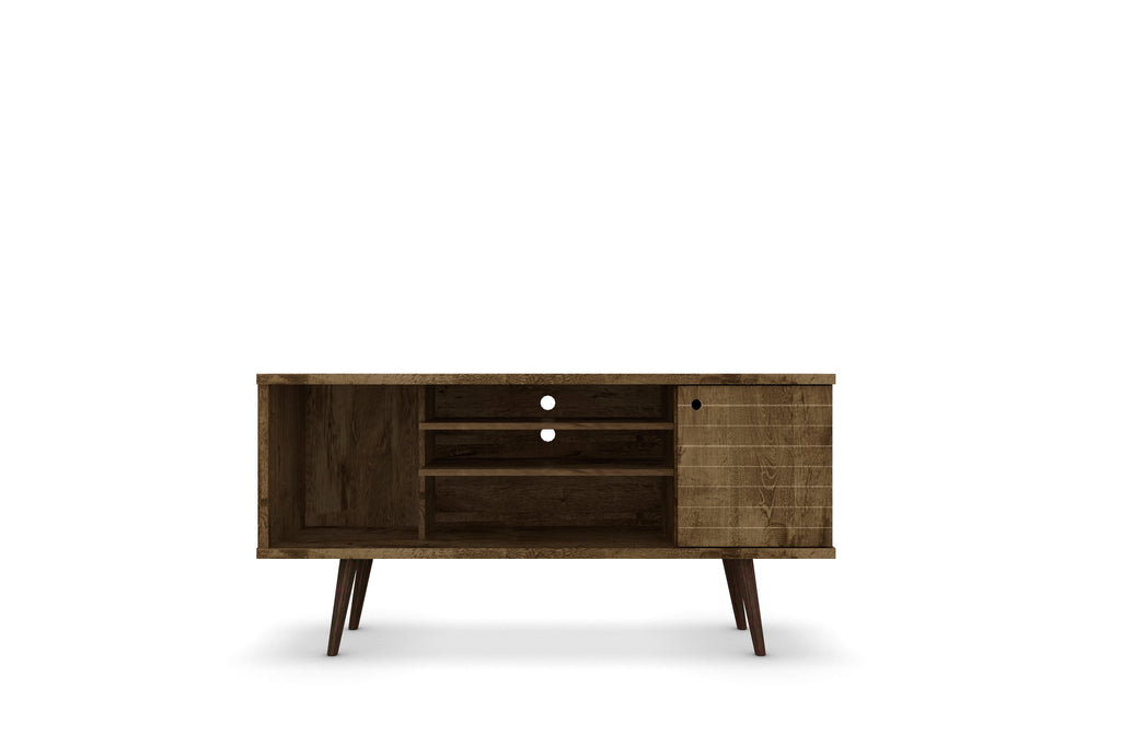 Manhattan Comfort Liberty Mid-Century Modern 53" TV Stand in Rustic Brown