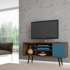 Manhattan Comfort Liberty Mid-Century Modern 53" TV Stand in Rustic Brown and Blue Slate