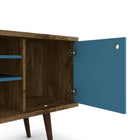 Manhattan Comfort Liberty Mid-Century Modern 53" TV Stand in Rustic Brown and Blue Slate