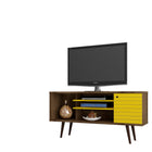Manhattan Comfort Liberty Mid-Century Modern 53" TV Stand in Rustic Brown and Yellow