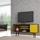 Manhattan Comfort Liberty Mid-Century Modern 53" TV Stand in Rustic Brown and Yellow