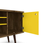 Manhattan Comfort Liberty Mid-Century Modern 53" TV Stand in Rustic Brown and Yellow
