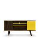 Manhattan Comfort Liberty Mid-Century Modern 53" TV Stand in Rustic Brown and Yellow