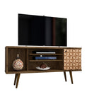 Manhattan Comfort Liberty Mid-Century Modern 53" TV Stand in Rustic Brown and Natural