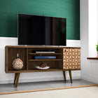 Manhattan Comfort Liberty Mid-Century Modern 53" TV Stand in Rustic Brown and Natural