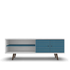 Manhattan Comfort Liberty Mid-Century Modern 63" TV Stand in Blue Slate and White