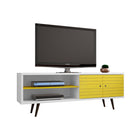Manhattan Comfort Liberty Mid-Century Modern 63" TV Stand in White and Yellow