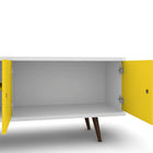 Manhattan Comfort Liberty Mid-Century Modern 63" TV Stand in White and Yellow