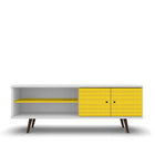 Manhattan Comfort Liberty Mid-Century Modern 63" TV Stand in White and Yellow