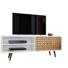 Manhattan Comfort Liberty Mid-Century Modern 63" TV Stand in Natural and White