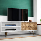 Manhattan Comfort Liberty Mid-Century Modern 63" TV Stand in Natural and White