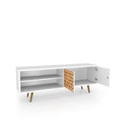 Manhattan Comfort Liberty Mid-Century Modern 63" TV Stand in Natural and White