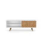 Manhattan Comfort Liberty Mid-Century Modern 63" TV Stand in Natural and White