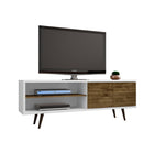 Manhattan Comfort Liberty Mid-Century Modern 63" TV Stand in White and Rustic Brown
