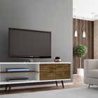 Manhattan Comfort Liberty Mid-Century Modern 63" TV Stand in White and Rustic Brown