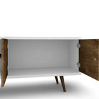 Manhattan Comfort Liberty Mid-Century Modern 63" TV Stand in White and Rustic Brown