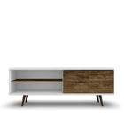 Manhattan Comfort Liberty Mid-Century Modern 63" TV Stand in White and Rustic Brown