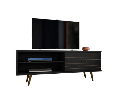Manhattan Comfort Liberty Mid-Century Modern 63" TV Stand in Black