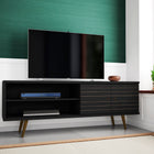 Manhattan Comfort Liberty Mid-Century Modern 63" TV Stand in Black