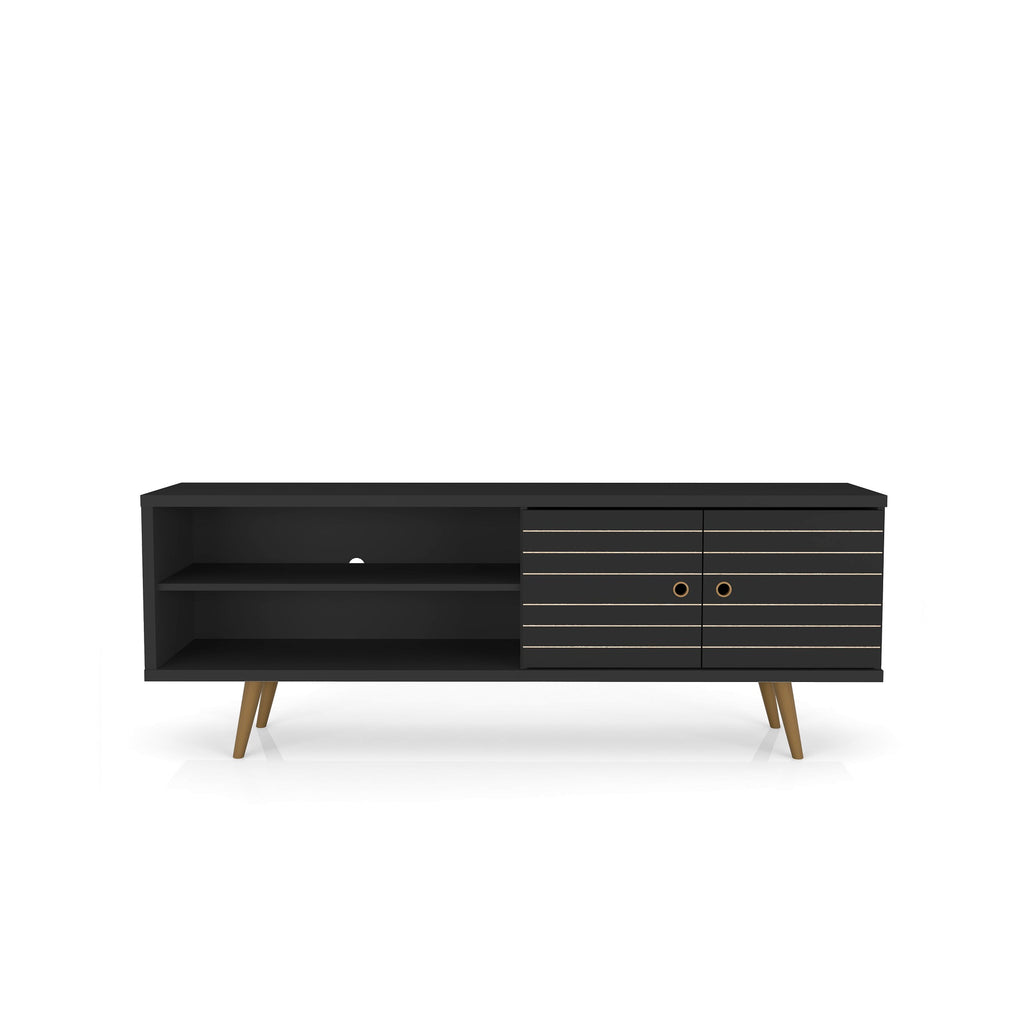 Manhattan Comfort Liberty Mid-Century Modern 63" TV Stand in Black