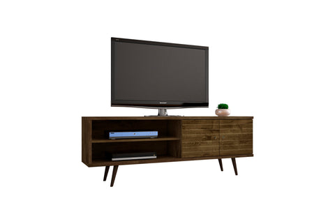 Manhattan Comfort Liberty Mid-Century Modern 63" TV Stand in Rustic Brown