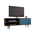 Manhattan Comfort Liberty Mid-Century Modern 63" TV Stand in Rustic Brown and Blue Slate