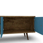 Manhattan Comfort Liberty Mid-Century Modern 63" TV Stand in Rustic Brown and Blue Slate
