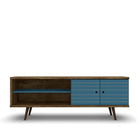 Manhattan Comfort Liberty Mid-Century Modern 63" TV Stand in Rustic Brown and Blue Slate
