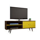 Manhattan Comfort Liberty Mid-Century Modern 63" TV Stand in Rustic Brown and Yellow