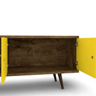 Manhattan Comfort Liberty Mid-Century Modern 63" TV Stand in Rustic Brown and Yellow