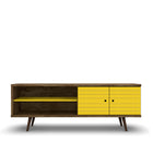 Manhattan Comfort Liberty Mid-Century Modern 63" TV Stand in Rustic Brown and Yellow