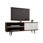 Manhattan Comfort Liberty Mid-Century Modern 63" TV Stand in Rustic Brown and White