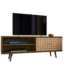 Manhattan Comfort Liberty Mid-Century Modern 63" TV Stand in Rustic Brown and Natural