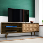 Manhattan Comfort Liberty Mid-Century Modern 63" TV Stand in Rustic Brown and Natural