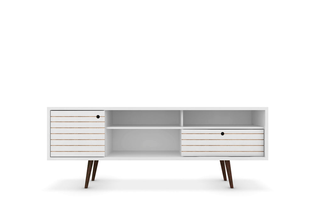 Manhattan Comfort Liberty Mid-Century Modern 71" TV Stand in White
