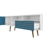 Manhattan Comfort Liberty Mid-Century Modern 71" TV Stand in Blue Slate and White