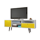 Manhattan Comfort Liberty Mid-Century Modern 71" TV Stand in White and Yellow