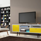 Manhattan Comfort Liberty Mid-Century Modern 71" TV Stand in White and Yellow