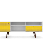 Manhattan Comfort Liberty Mid-Century Modern 71" TV Stand in White and Yellow