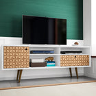 Manhattan Comfort Liberty Mid-Century Modern 71" TV Stand in Natural and White