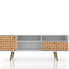 Manhattan Comfort Liberty Mid-Century Modern 71" TV Stand in Natural and White