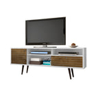 Manhattan Comfort Liberty Mid-Century Modern 71" TV Stand in White and Rustic Brown
