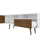 Manhattan Comfort Liberty Mid-Century Modern 71" TV Stand in White and Rustic Brown
