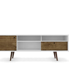 Manhattan Comfort Liberty Mid-Century Modern 71" TV Stand in White and Rustic Brown