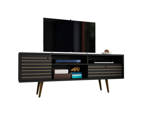 Manhattan Comfort Liberty Mid-Century Modern 71" TV Stand in Black