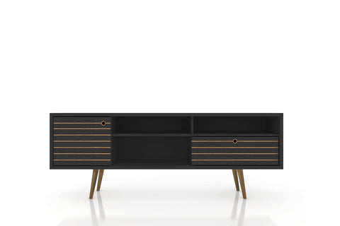 Manhattan Comfort Liberty Mid-Century Modern 71" TV Stand in Black