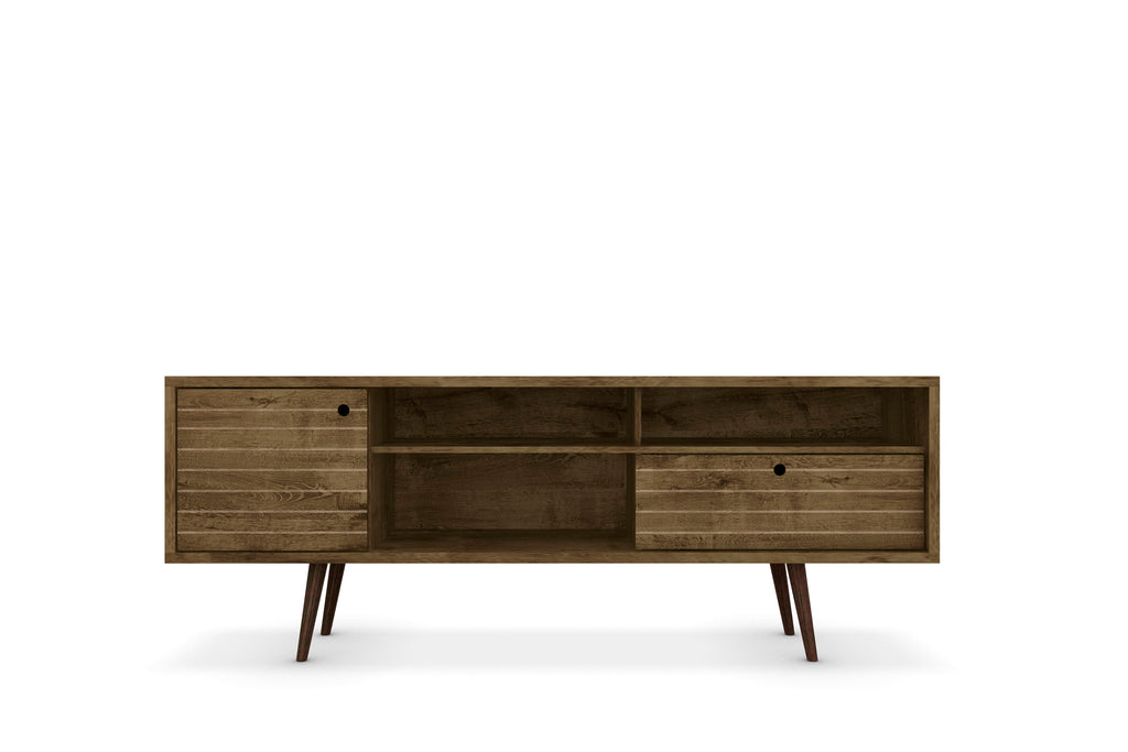 Manhattan Comfort Liberty Mid-Century Modern 71" TV Stand in Rustic Brown