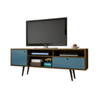 Manhattan Comfort Liberty Mid-Century Modern 71" TV Stand in Rustic Brown and Blue Slate