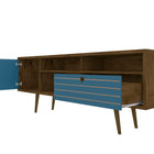 Manhattan Comfort Liberty Mid-Century Modern 71" TV Stand in Rustic Brown and Blue Slate